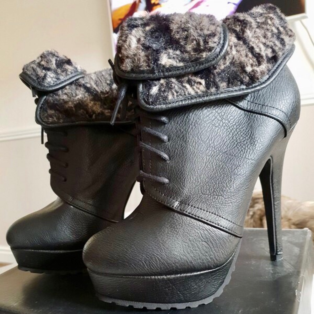 JustFab brown leather booties